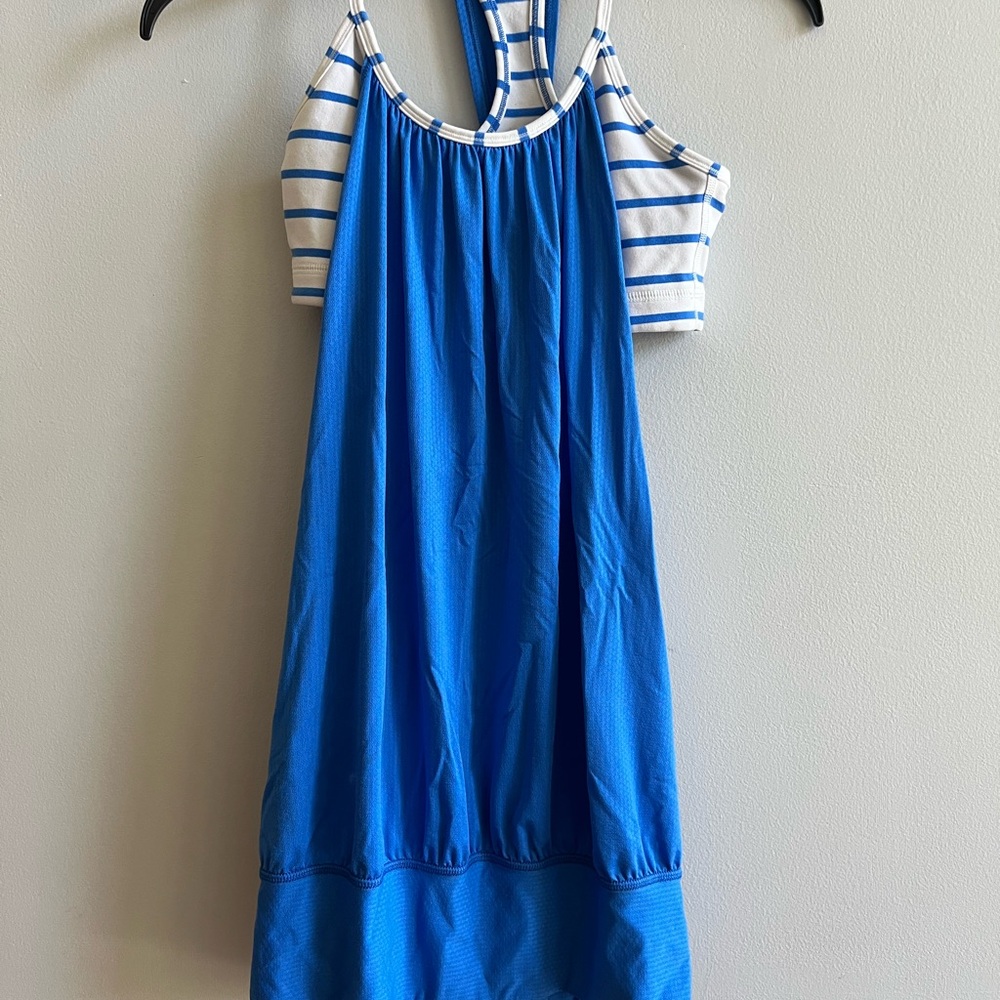 lululemon athletica Blue and White Striped Tank Top no limits size 4